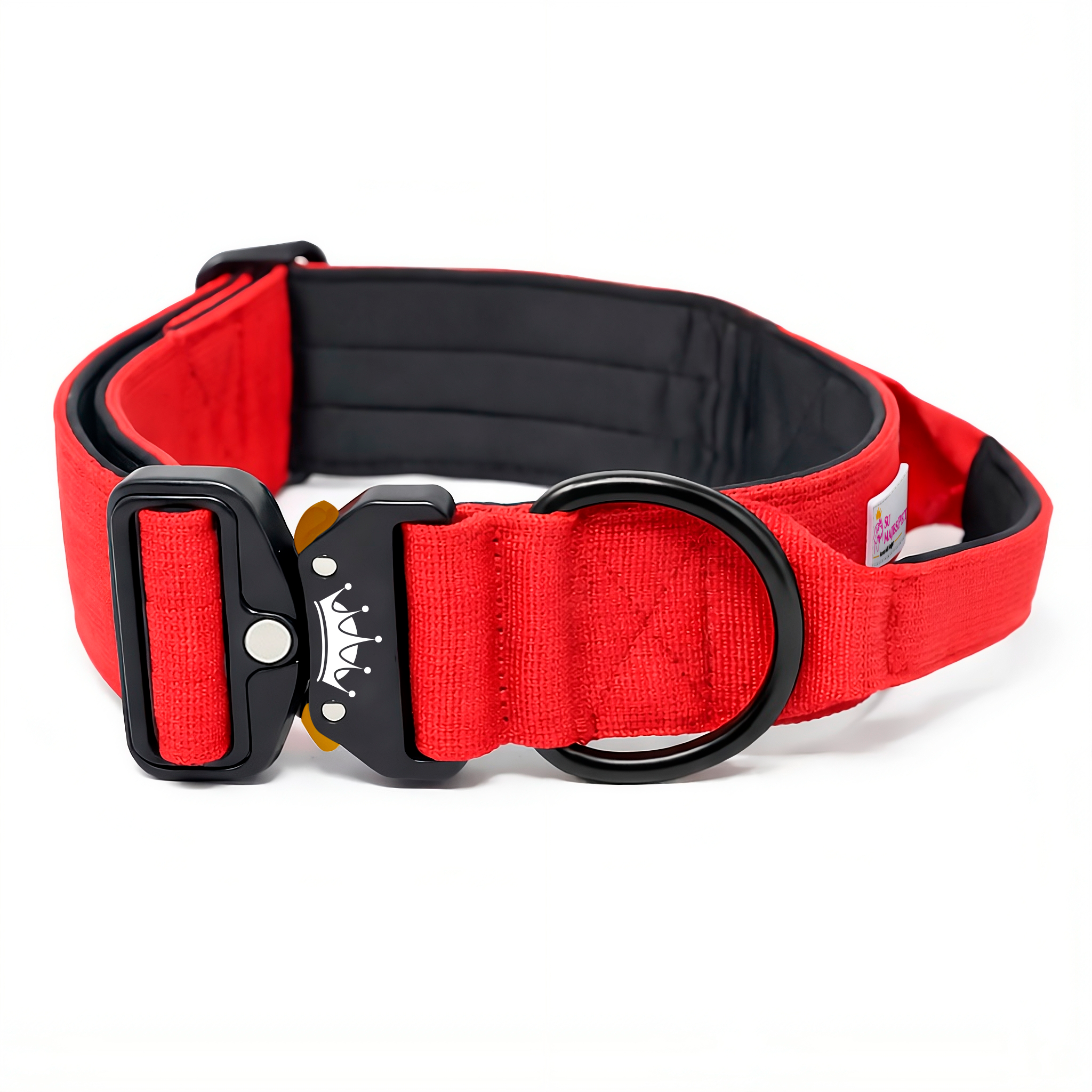 Collar Táctico Rojo para Perros con Asa de Control | Su MajesPet